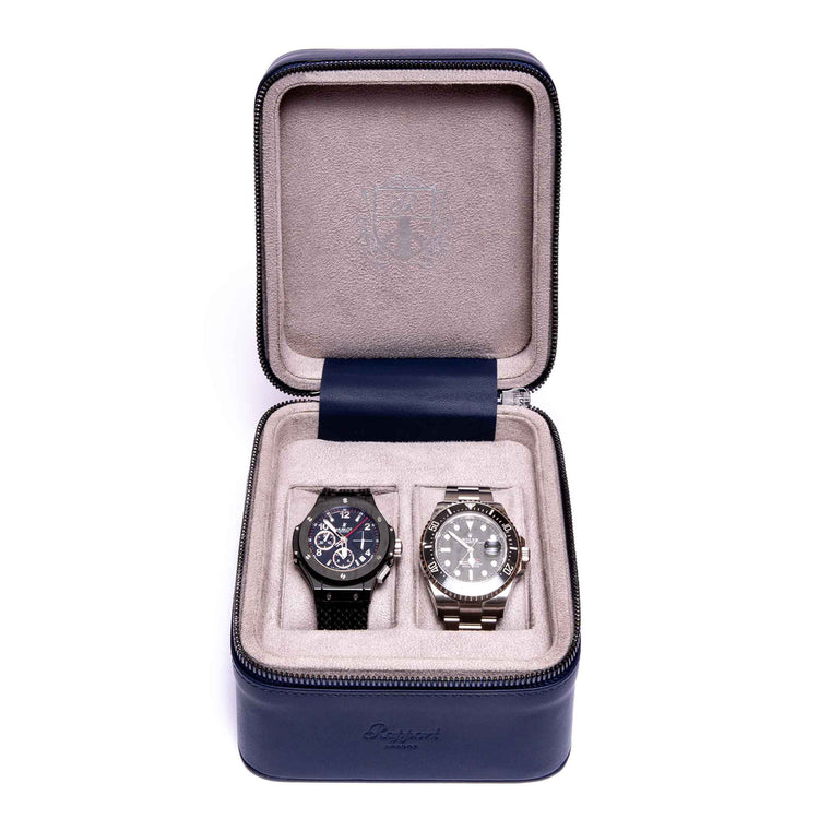 Hyde Park Two Watch Zip Case - Navy