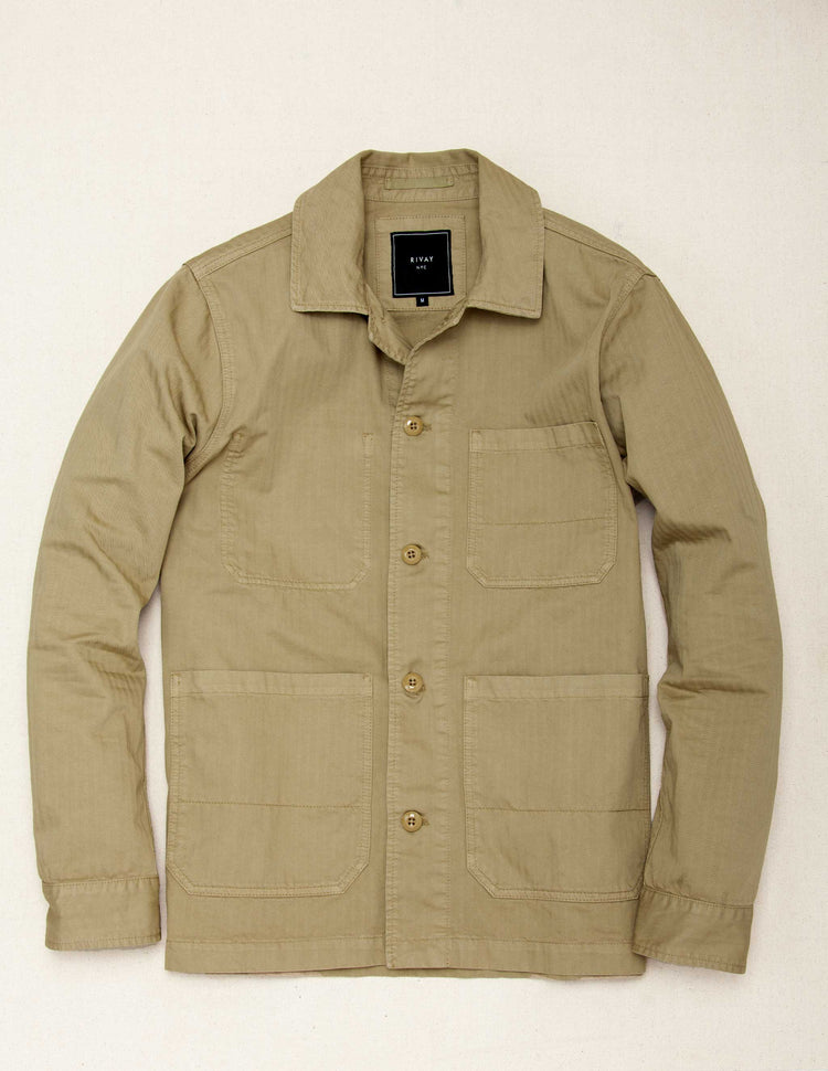 Garment Dyed Chore Jacket in Khaki