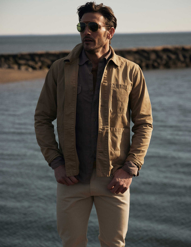 Garment Dyed Chore Jacket in Khaki
