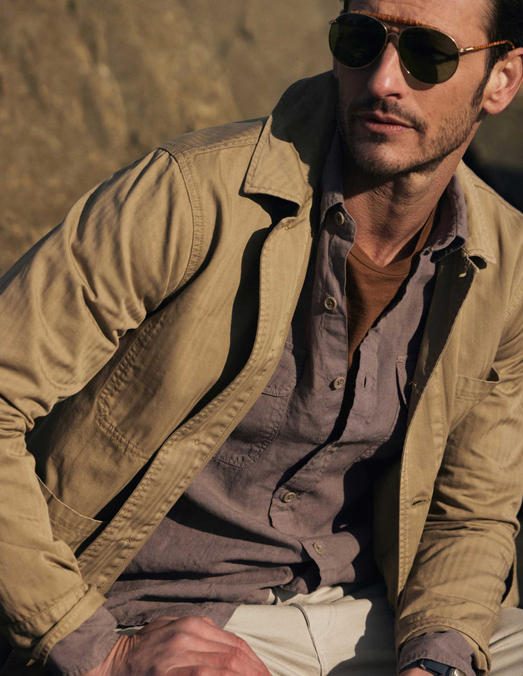 Garment Dyed Chore Jacket in Khaki