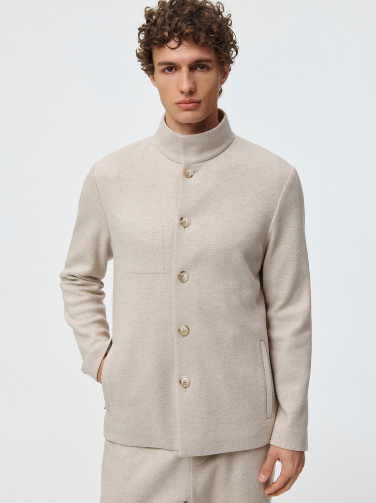 Cashmere Wool Stand Collar Jacket