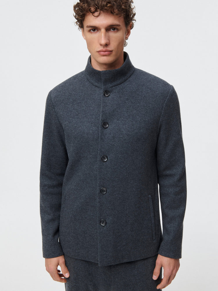 Cashmere Wool Stand Collar Jacket