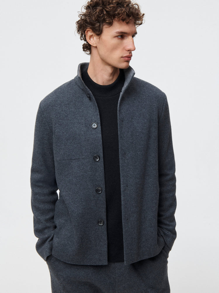 Cashmere Wool Stand Collar Jacket