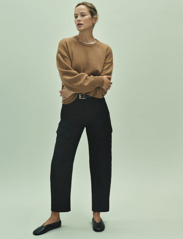 Cashmere Knit Sweatshirt in Camel