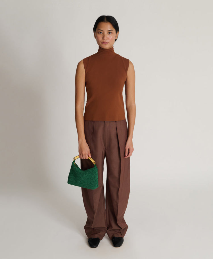 Metal Handle Hera - Leaf Textured Raffia
