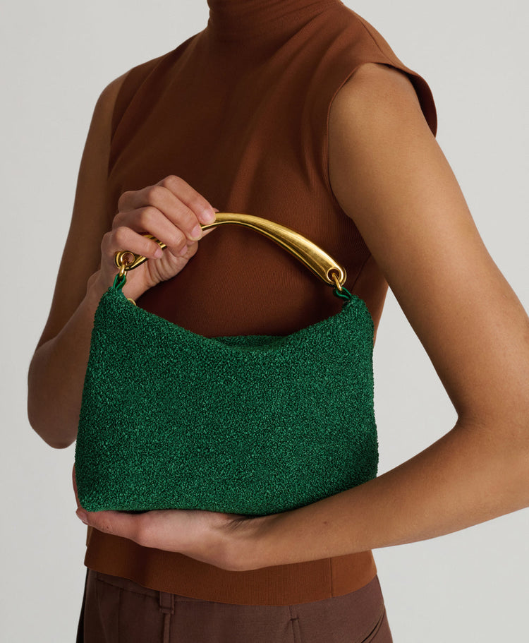 Metal Handle Hera - Leaf Textured Raffia