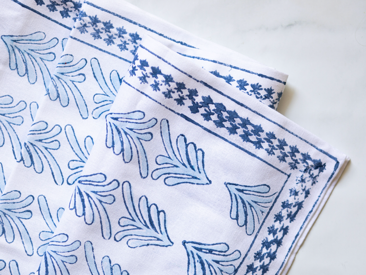 Table Runner in Palmetto, Uniform Blue & Navy
