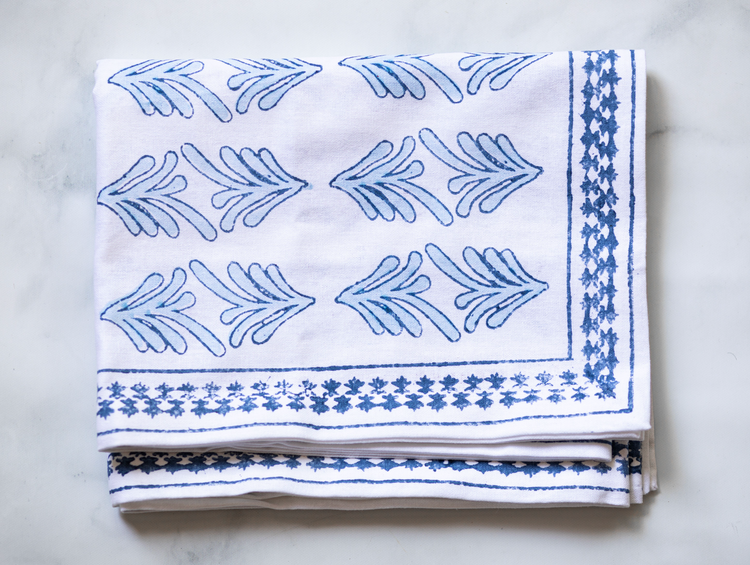 Table Runner in Palmetto, Uniform Blue & Navy