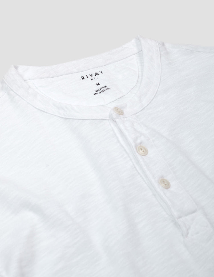 Slub Cotton Henley in White