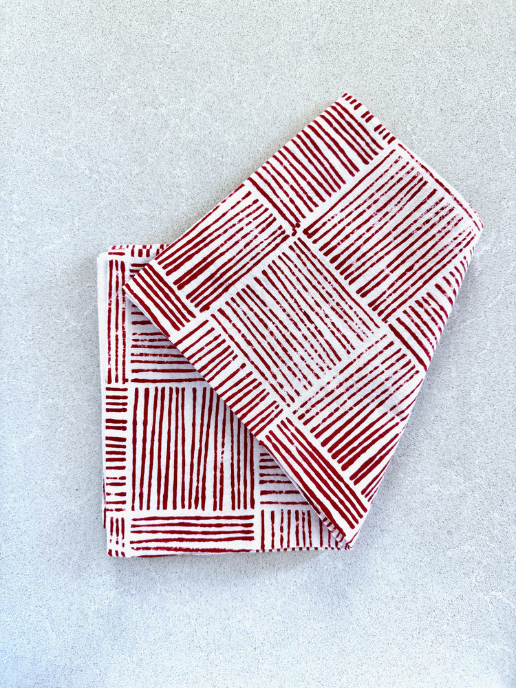 Tea Towel in Striped, Red