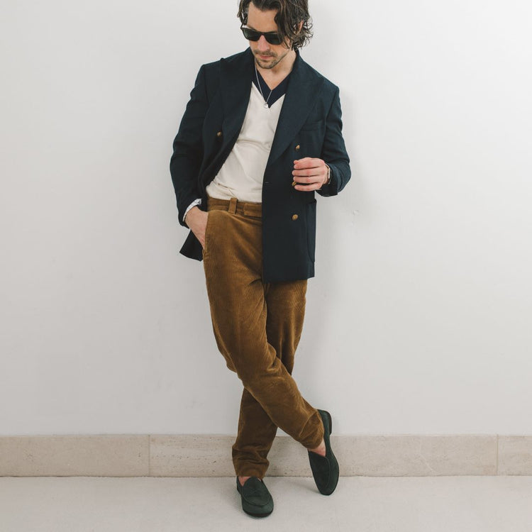 V-Neck Sweater - Vintage White / Navy