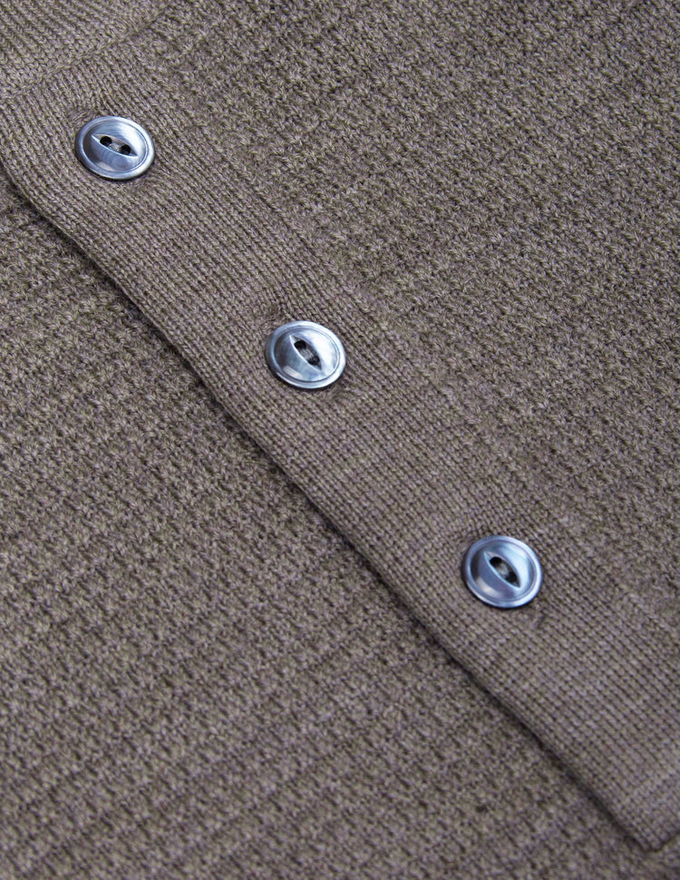 Cody Merino Waffle Sweater Henley in Driftwood