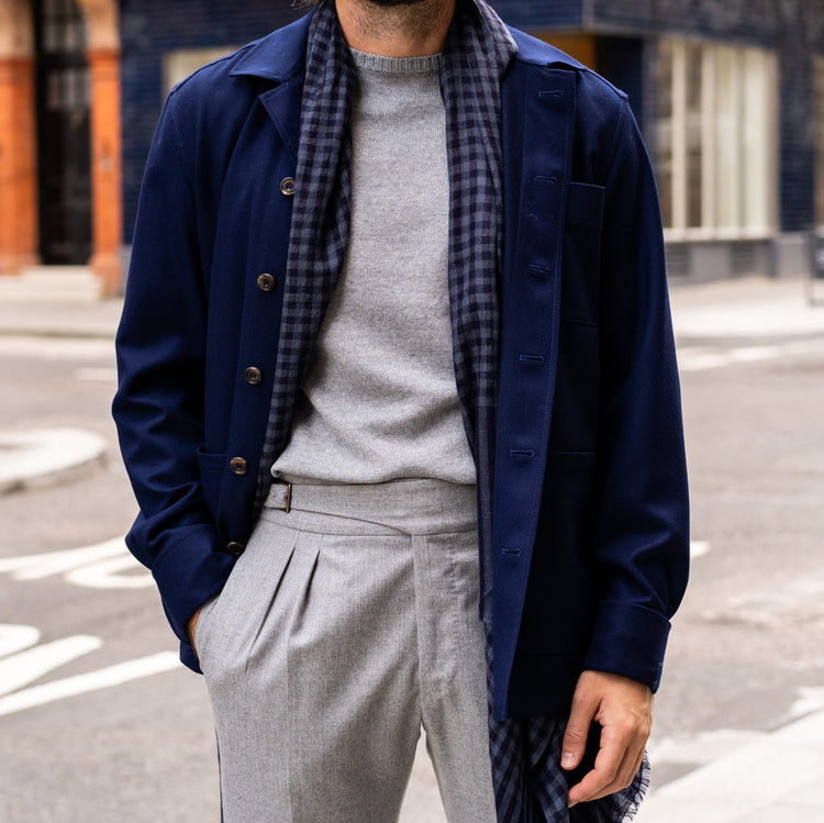 Soft Extrafine Merino Wool Sweater in Grey