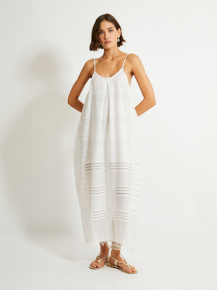 Nia Slip Dress in Abira White