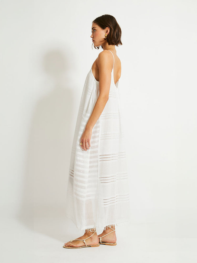 Nia Slip Dress in Abira White