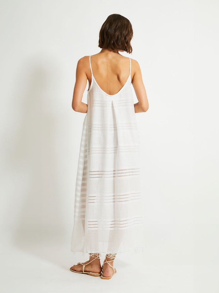 Nia Slip Dress in Abira White