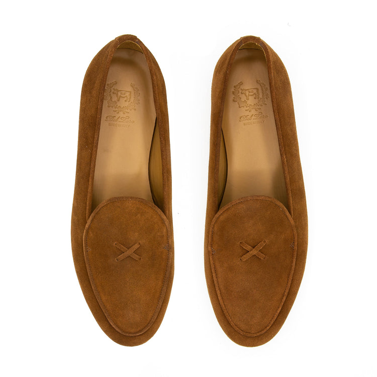 Men’s Suede Milano Loafer in Cognac