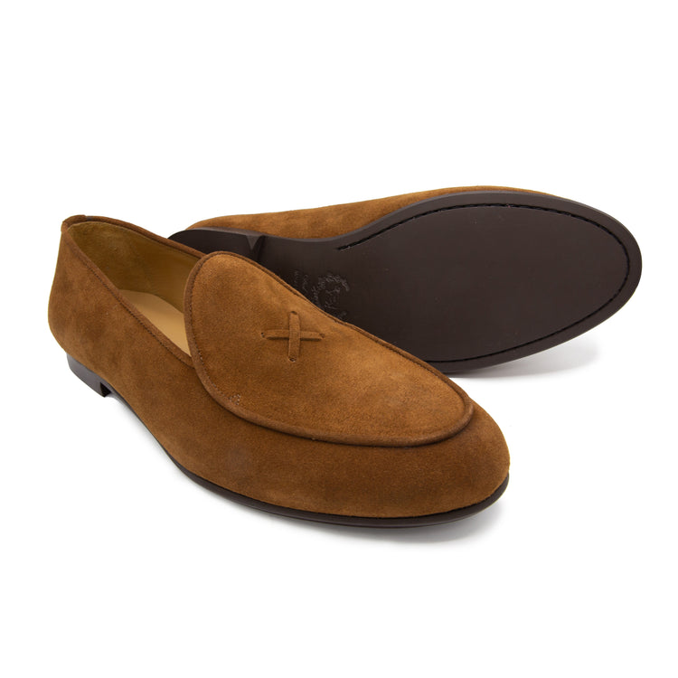 Men’s Suede Milano Loafer in Cognac