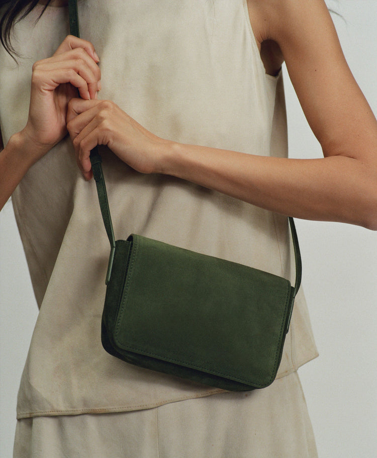 Clio Bag in Moss Suede