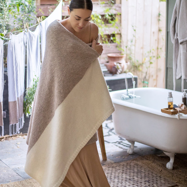 Color-Block Alpaca Throw