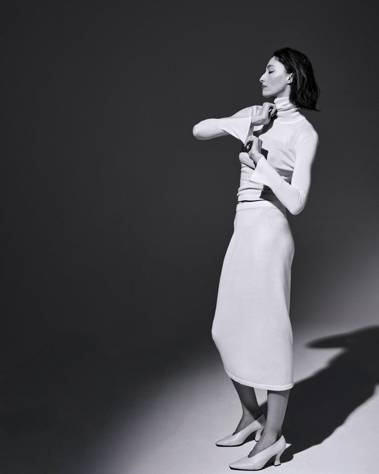 Dara Sweater Skirt in Blanc