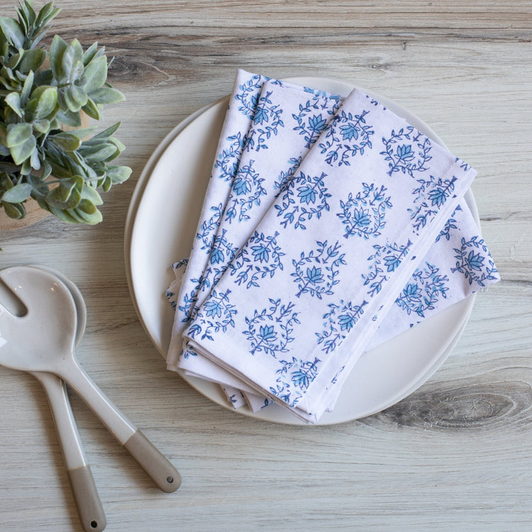 Dinner Napkins (Set of Four) in Lotus, Uniform Blue and Navy