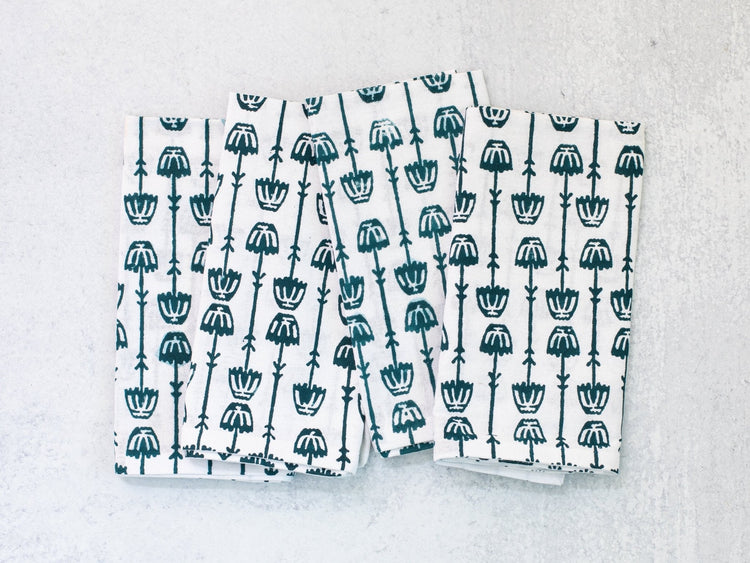 Dinner Napkins (Set of Four) in Mosaic Flower, Midnight