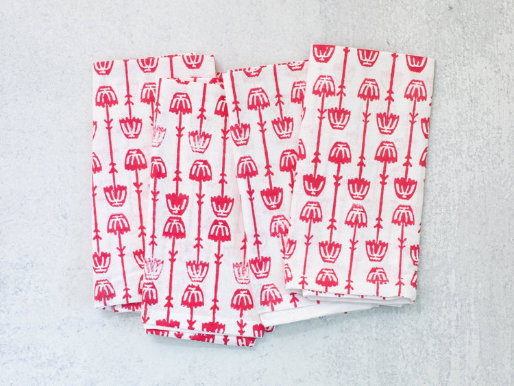 Dinner Napkins (Set of Four) in Mosaic Flower, Pink