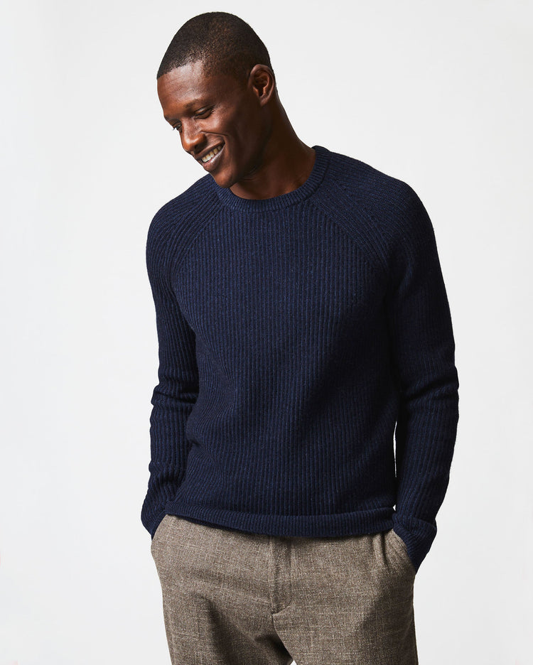 Fisherman Rib Crew in Navy