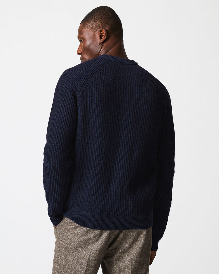Fisherman Rib Crew in Navy