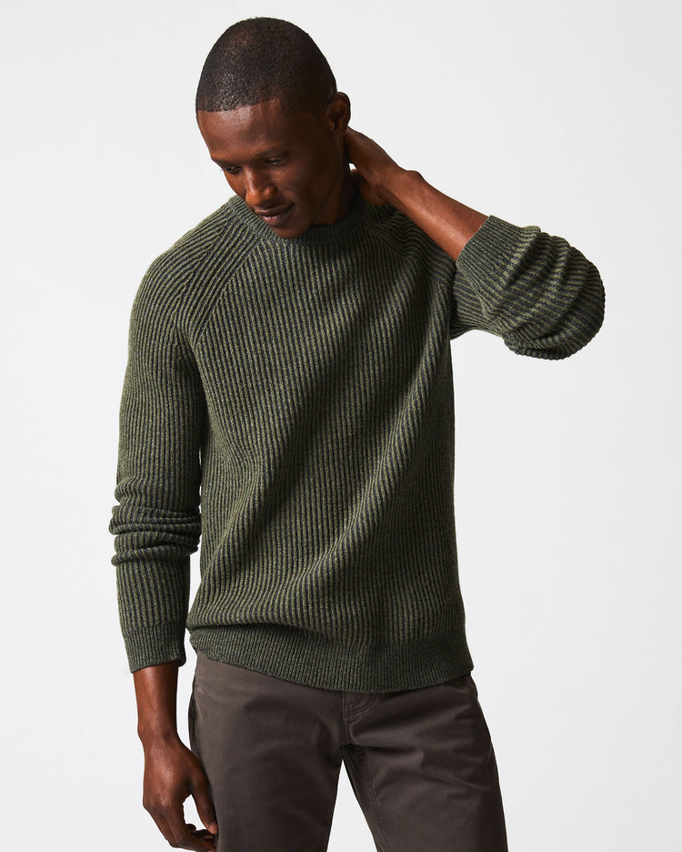 Fisherman Rib Crew in Olive