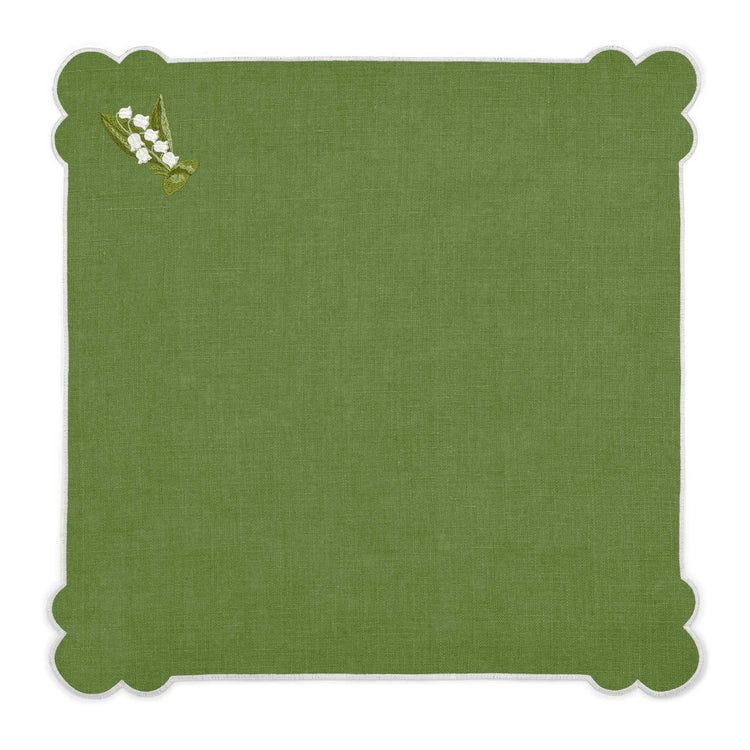Seferî Lily of the Valley Napkin in Green, Set of Four
