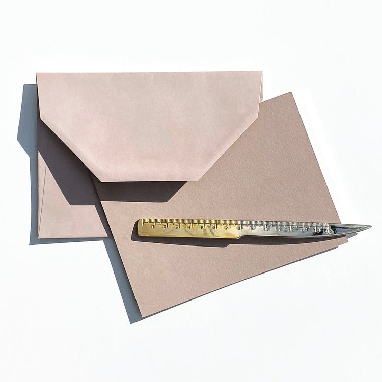 Notecard Set: Greige with Gold edges