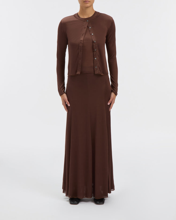 Semi-Sheer Hazel Cardigan in Chocolate