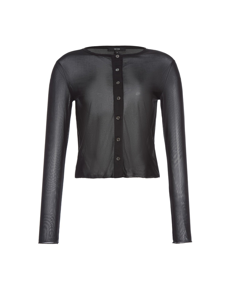 Semi-Sheer Hazel Cardigan in Noir