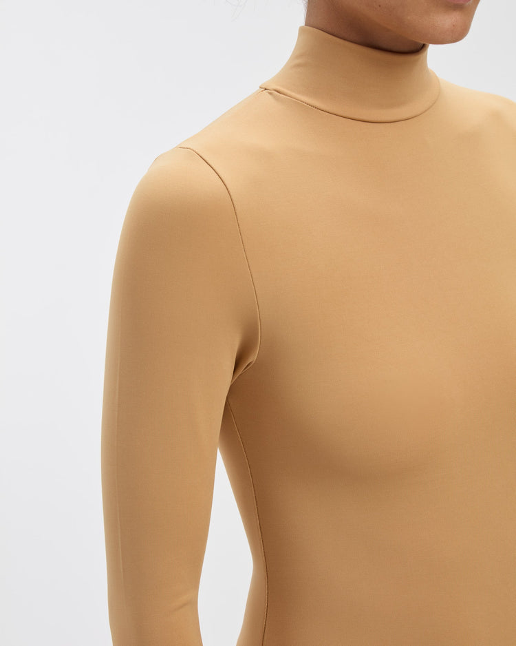 Joyce Long Sleeve Bodysuit in Camel