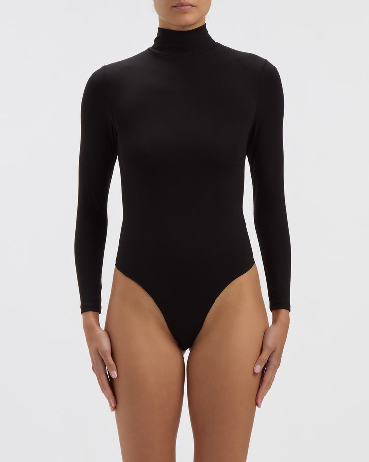 Joyce Long Sleeve Bodysuit in Black