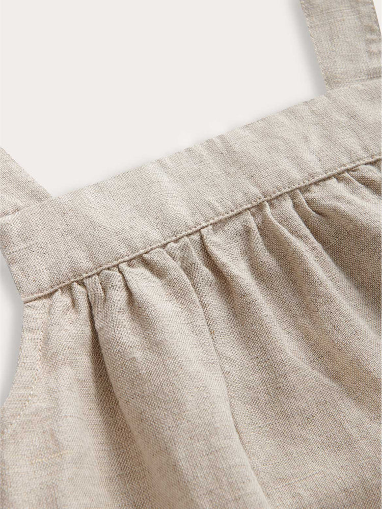 Girls’ Ecru Plum Linen Dress
