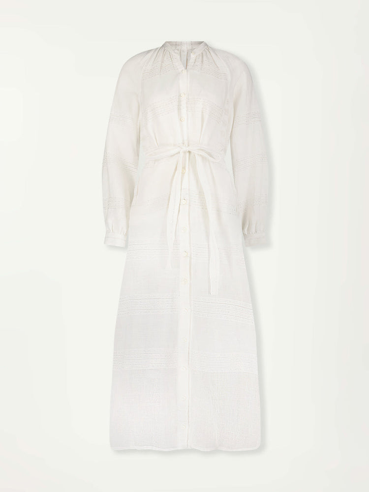 Makeda Button Up Dress in Abira White