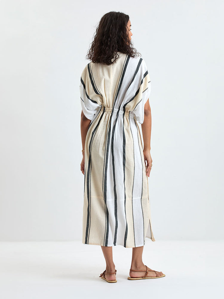 Leila Plunge Dress in Tomoca Cream