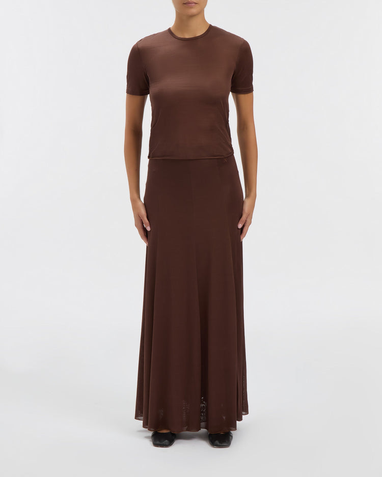 Semi-Sheer Luna Tee in Chocolate