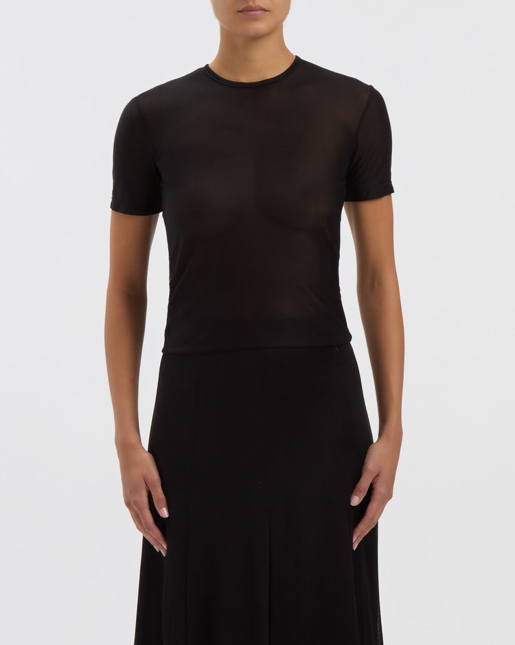Semi-Sheer Luna Tee in Noir
