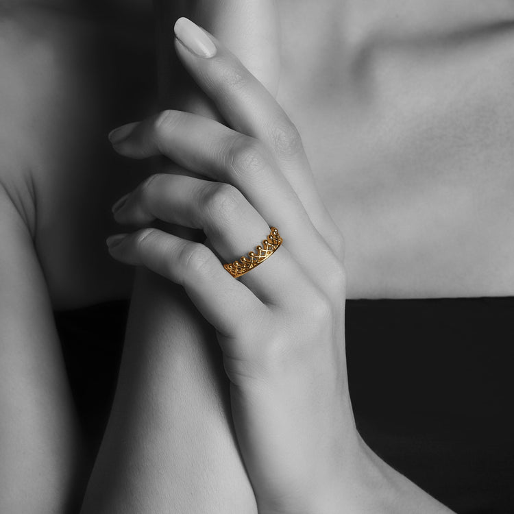 Crown Ring in 24K Gold