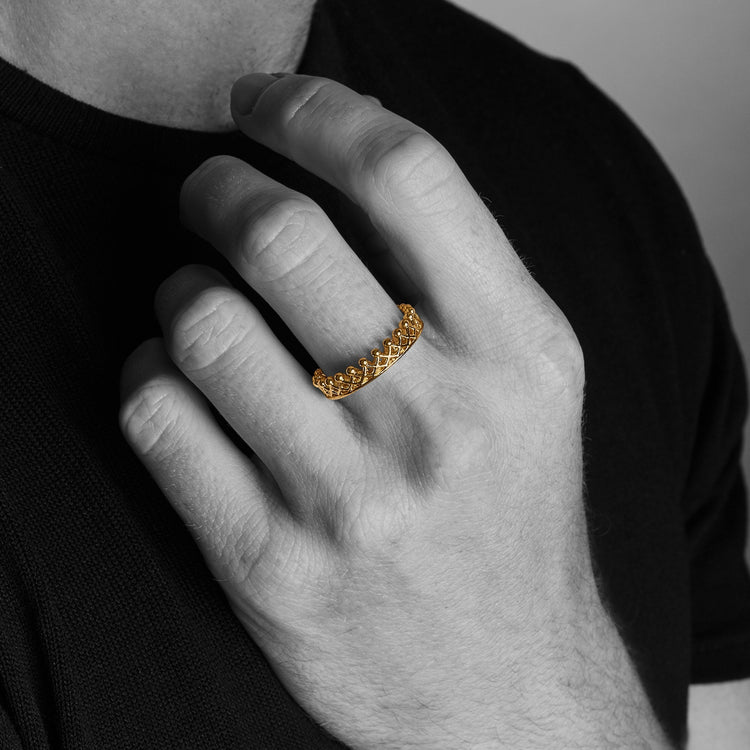 Crown Ring in 24K Gold