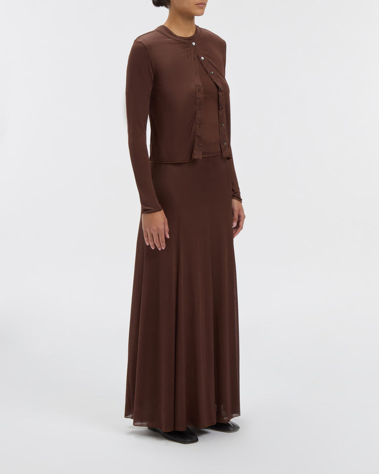 Semi-Sheer Olivia Skirt in Chocolate