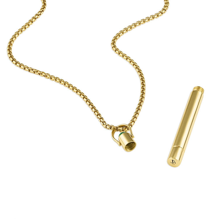 Stash Pendant 18k Yellow Gold with Cabochon Emerald