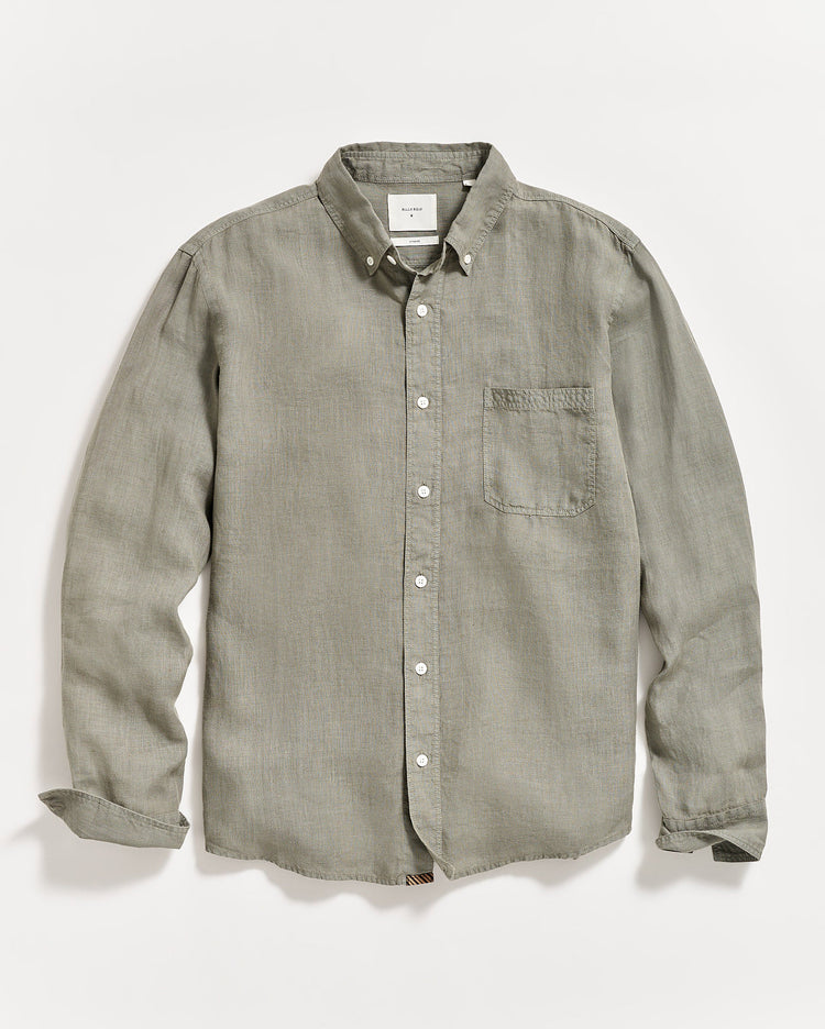 Men’s Tuscumbia Linen Shirt in Slate Green