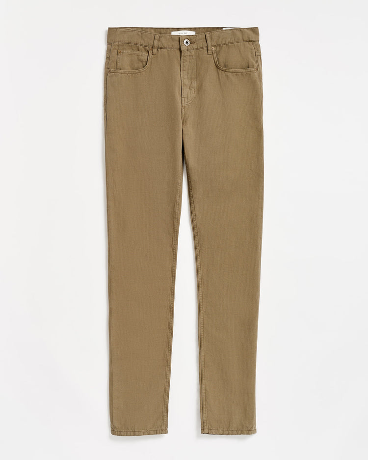 Men’s Cotton Linen Five Pocket Pant in Moss