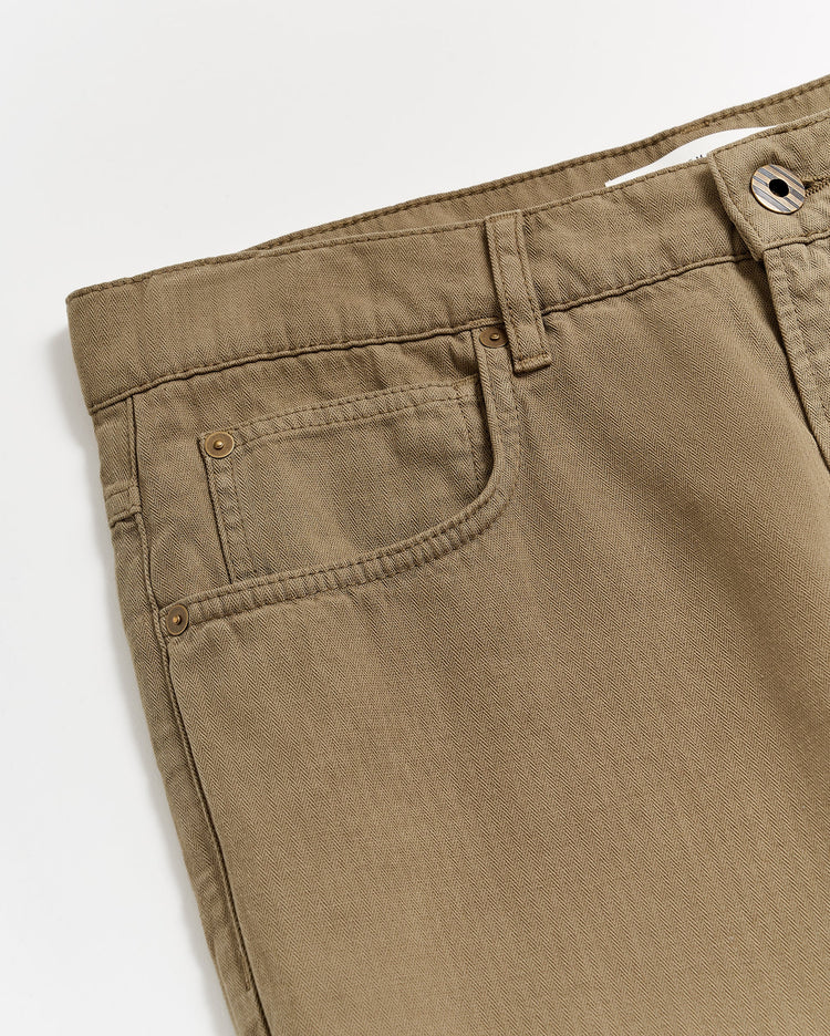 Men’s Cotton Linen Five Pocket Pant in Moss