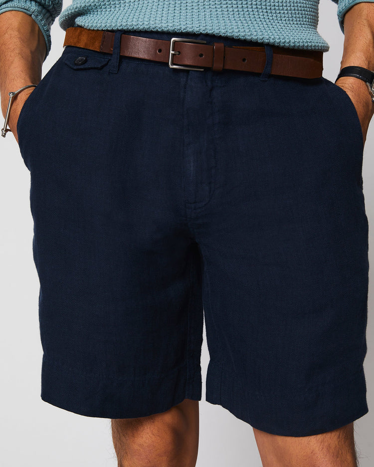 Men’s Linen Moore Short in Carbon Blue